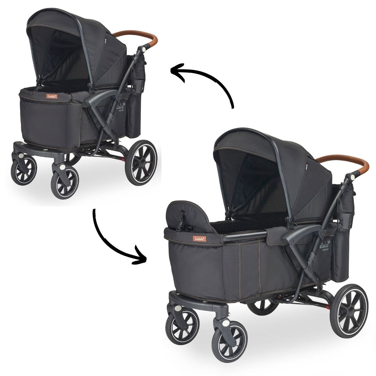 Larktale Sprout Single-to-Double Stroller Wagon - Byron Black - LK52000