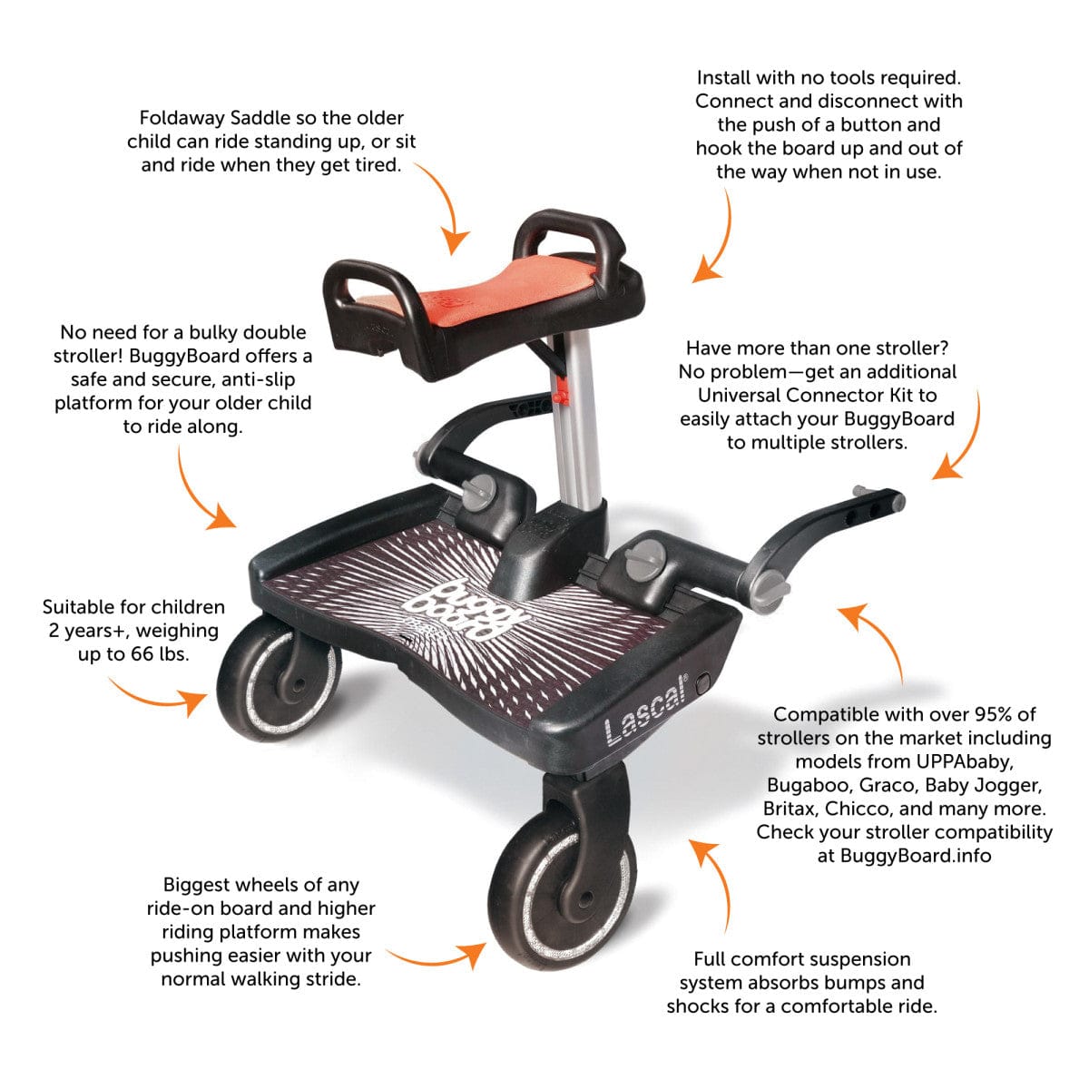 Lascal BuggyBoard Maxi Plus - Black/Red - 5-31000
