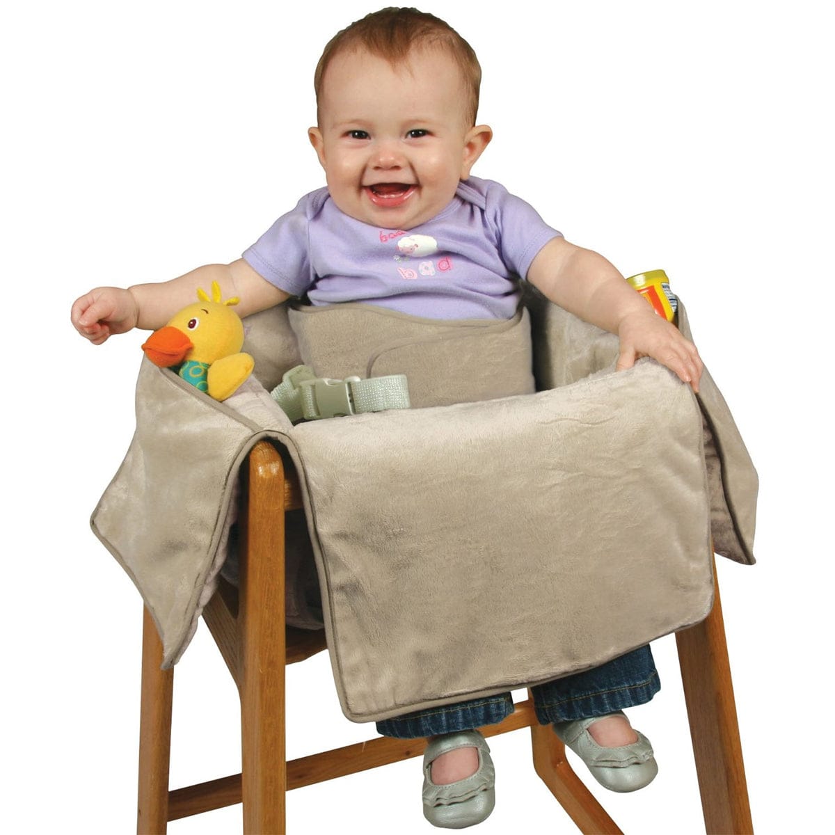 Leachco Diner Liner Plush Portable Booster Chair Liner with Safety Belt, Latte - 206P-4-LATTE
