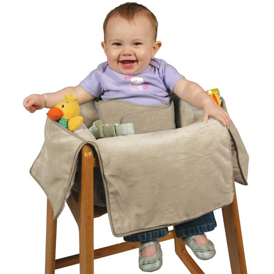 Leachco Diner Liner Plush Portable Booster Chair Liner with Safety Belt, Latte - 206P-4-LATTE