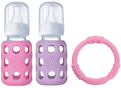Lifefactory Glass Baby Bottle Gift Set, 4 oz - Pink/Lilac - 120002
