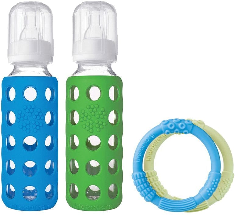 Lifefactory Glass Baby Bottle Gift Set, 9 oz - Ocean/Grass Green - 120006