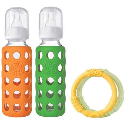 Lifefactory Glass Baby Bottle Gift Set, 9oz - Orange/Grass Green
