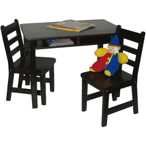 Lipper Child's Rectangle Table & 2 Chairs Espresso - 534E