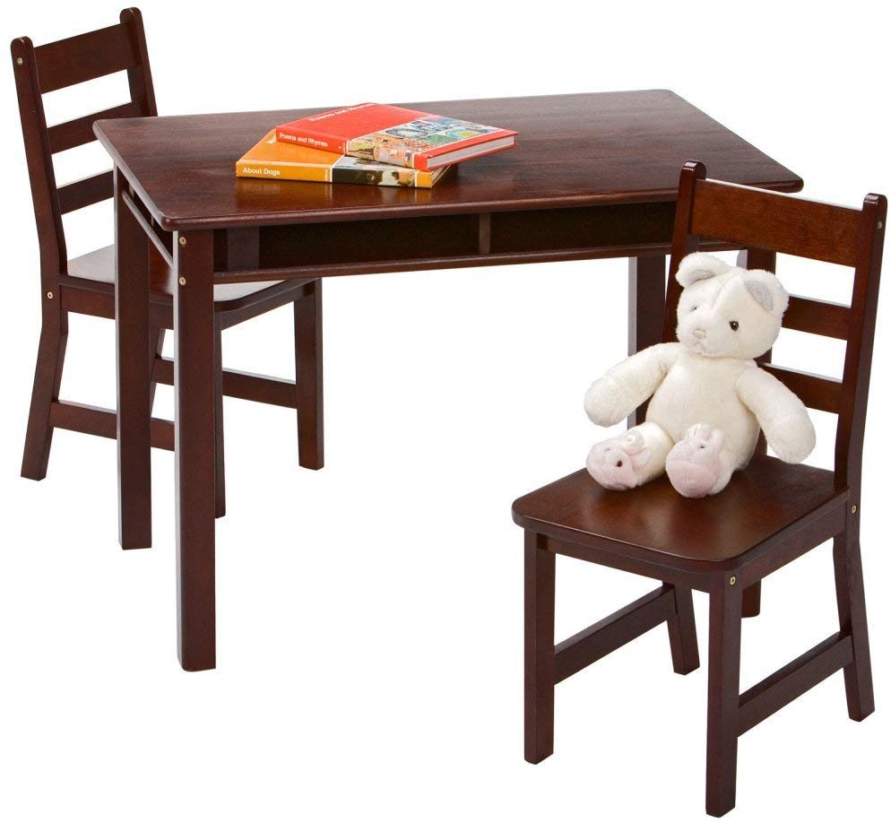 Lipper International Child's Rectangular Table & 2 Chairs - Walnut - 534WN