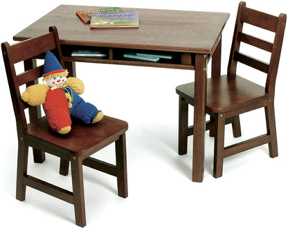 Lipper International Child's Rectangular Table & 2 Chairs - Walnut - 534WN