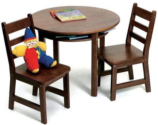 Lipper International Child's Round Table & Chairs - Walnut - 524WN