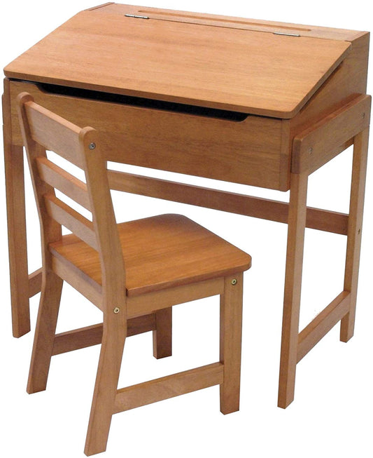 Lipper International Child's Slanted Top Desk & Chair - Pecan - 564P-LI