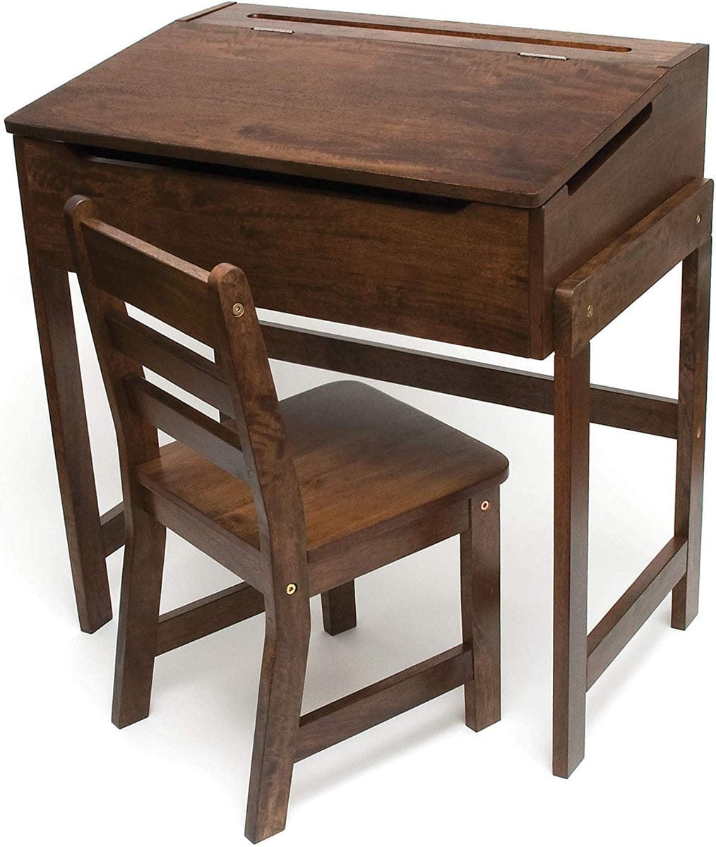 Lipper International Child's Slanted Top Desk & Chair - Walnut - 564WN-LI