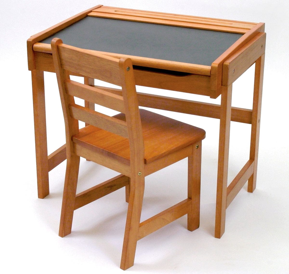Lipper International Childs' Chalkboard Desk & Chair Set in Pecan - 554P