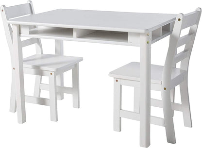 Lipper International Kids Rectangular Table with Shelves & 2 Chairs - White - 534W