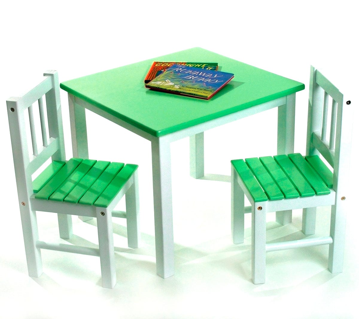 Lipper International Kids' Table & Chair Set in Green & White - 513GR - 513GR