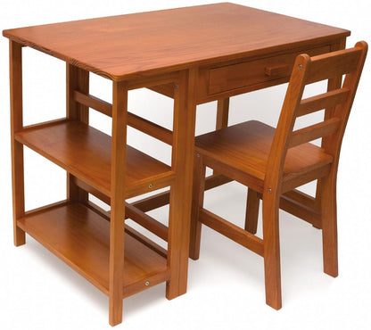 Lipper International Kids Work Station and Chair - Pecan - 584P
