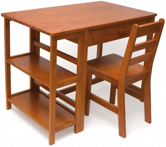 Lipper International Kids Work Station and Chair - Pecan - 584P