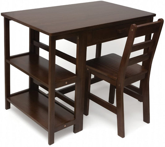 Lipper International Kids Work Station and Chair - Walnut - 584WN