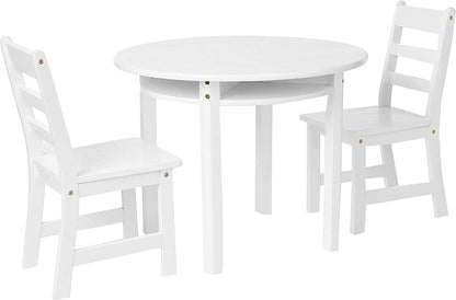 Lipper International Round Table with Shelf and 2 Chairs - White - 524W