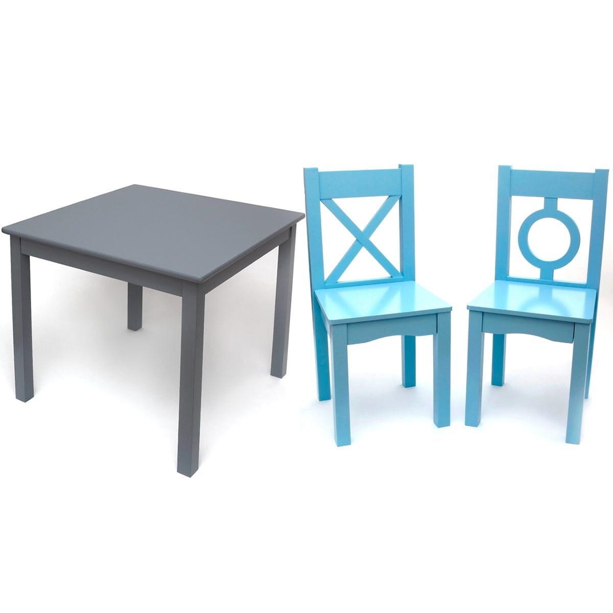 Lipper International Table & Chairs Set - Gray/Blue - 520G-521-2BL