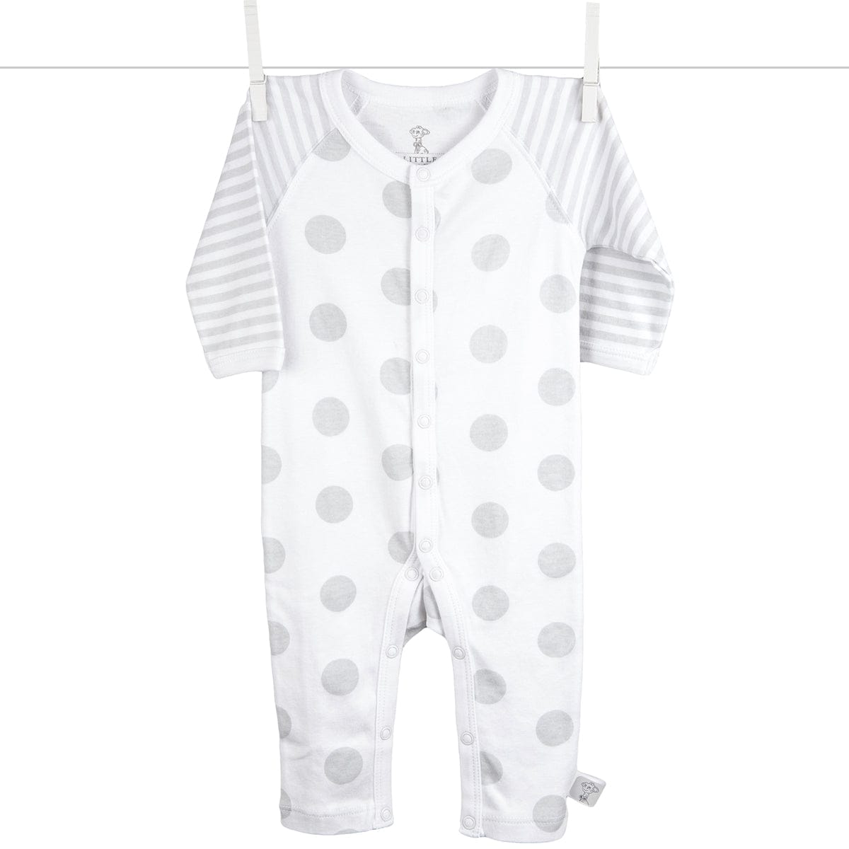 Little Giraffe Lollipop Henley Romper in Silver - 6 to 9 Months - PCLOHR6SV