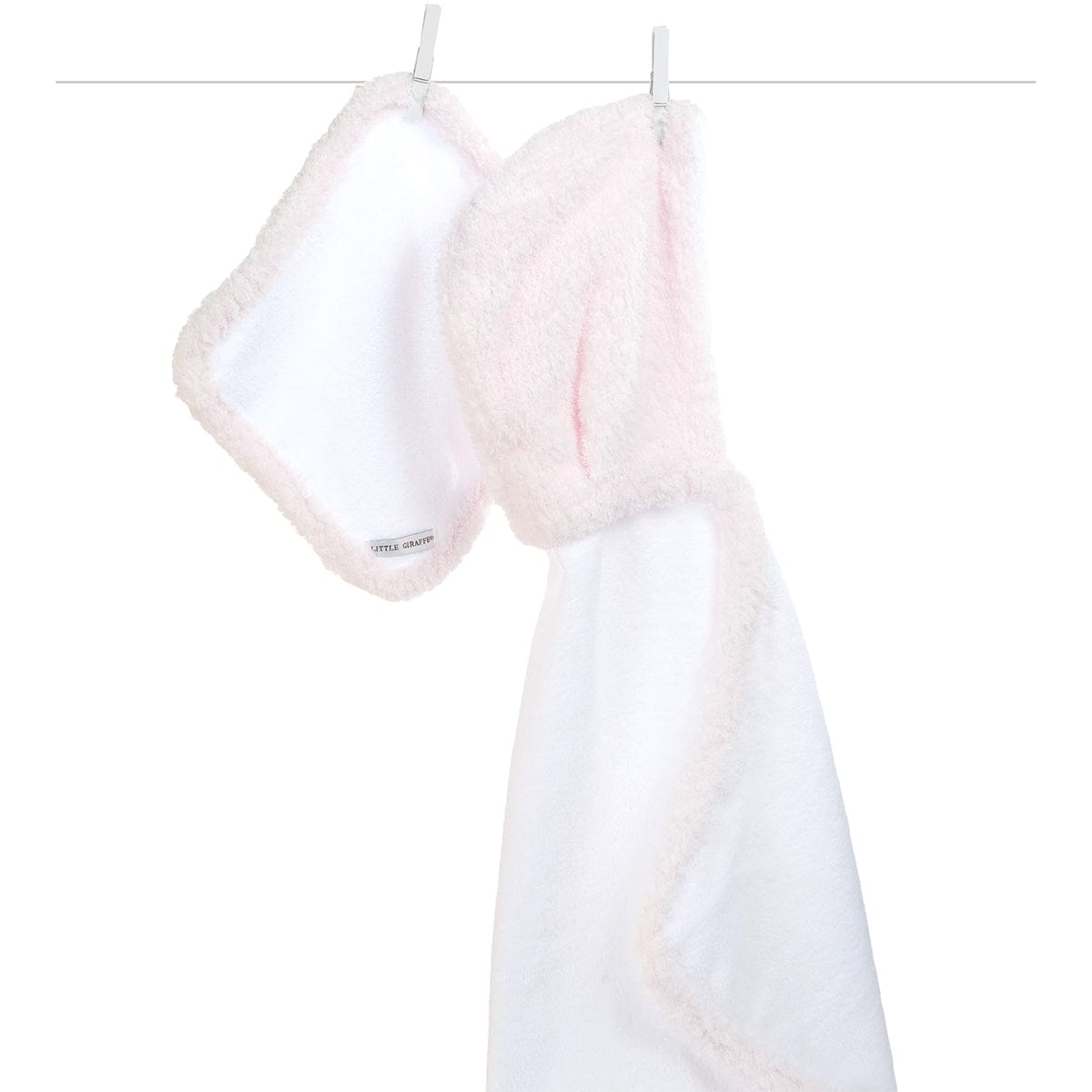 Little Giraffe Splash & Dry Chenille Towel & Washcloth Set in Pink - CHTWPK