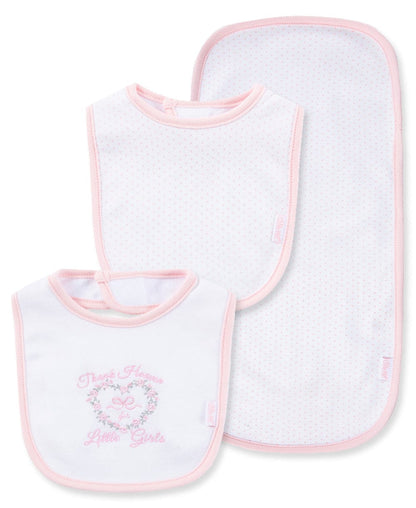 Little Me Thank Heaven For Little Girls Bib & Burp Set - Pink Multi, One Size