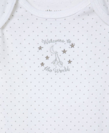 Little Me Welcome to the World 3-Pack Bodysuits - White Print, NB