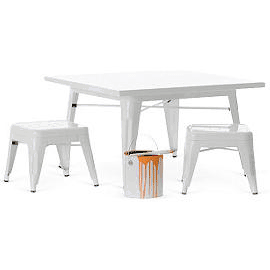 Little Nest Industry Table & Stool Set in White - LN-INDSET-WH