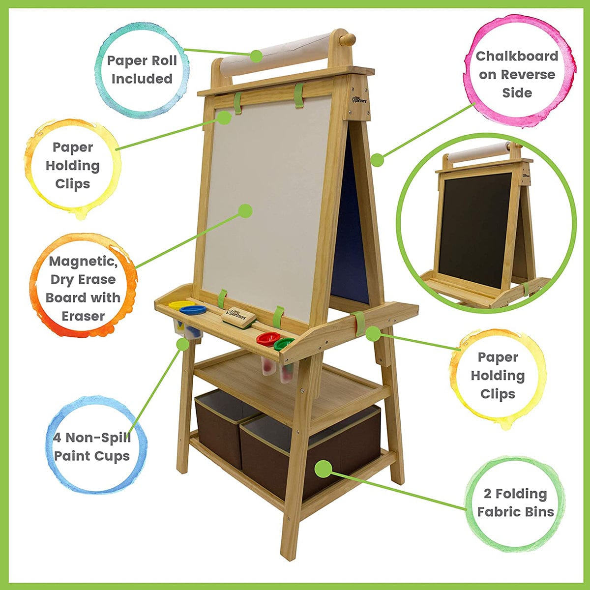 Little Partners Deluxe Art Easel Center - Natural - LP02801