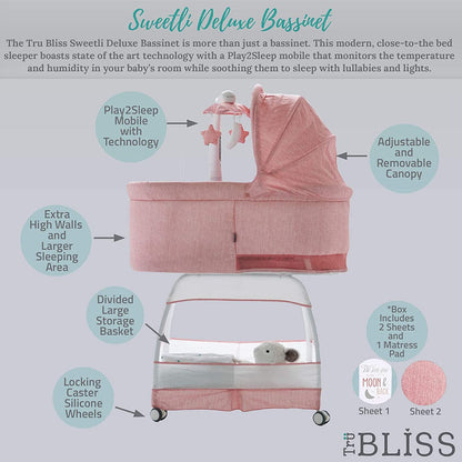 TruBliss Deluxe Bassinet - Vintage Coral - BA302-VCO