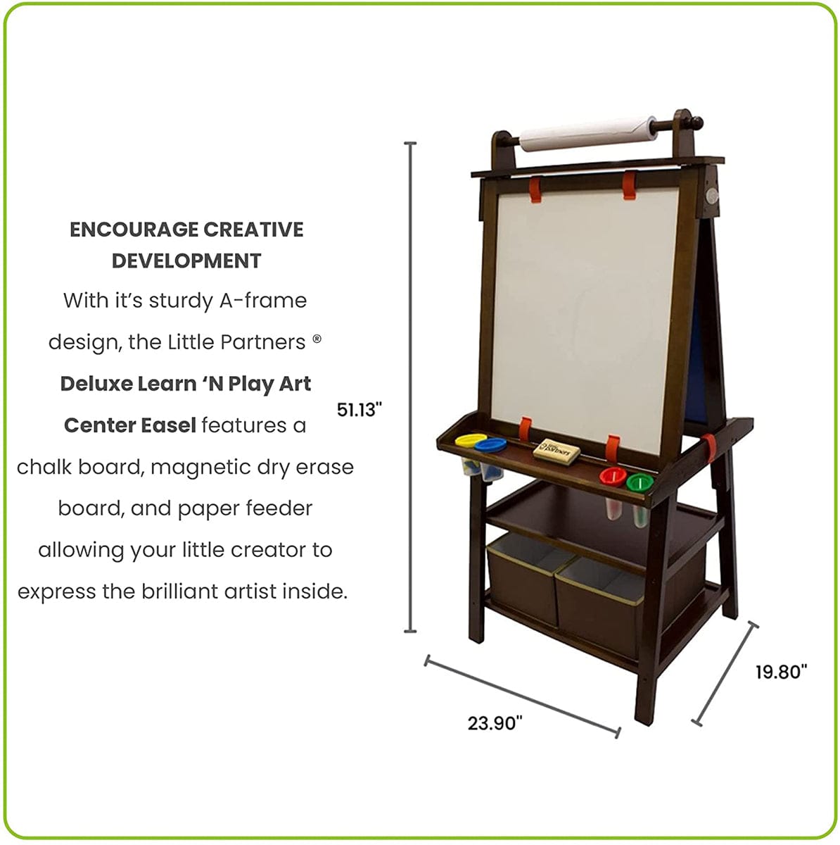 Little Partners Deluxe Learn 'N Play Art Center Easel - Espresso - LPR02807