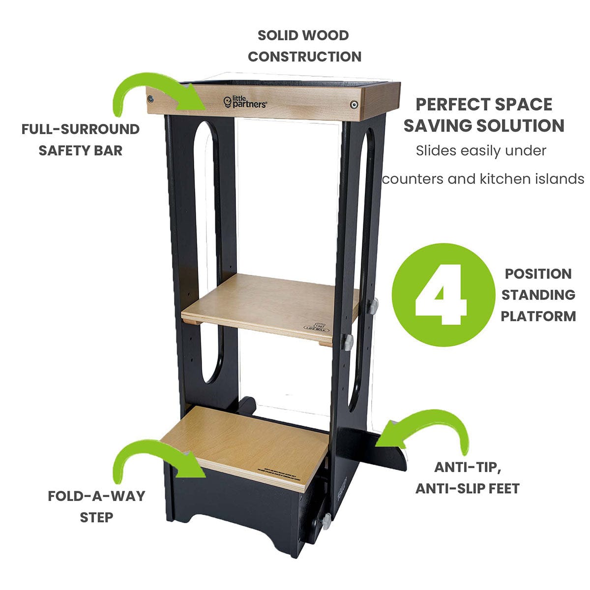 Little Partners Explore N Store Learning Tower - Charcoal / Natural Platform - LP014534