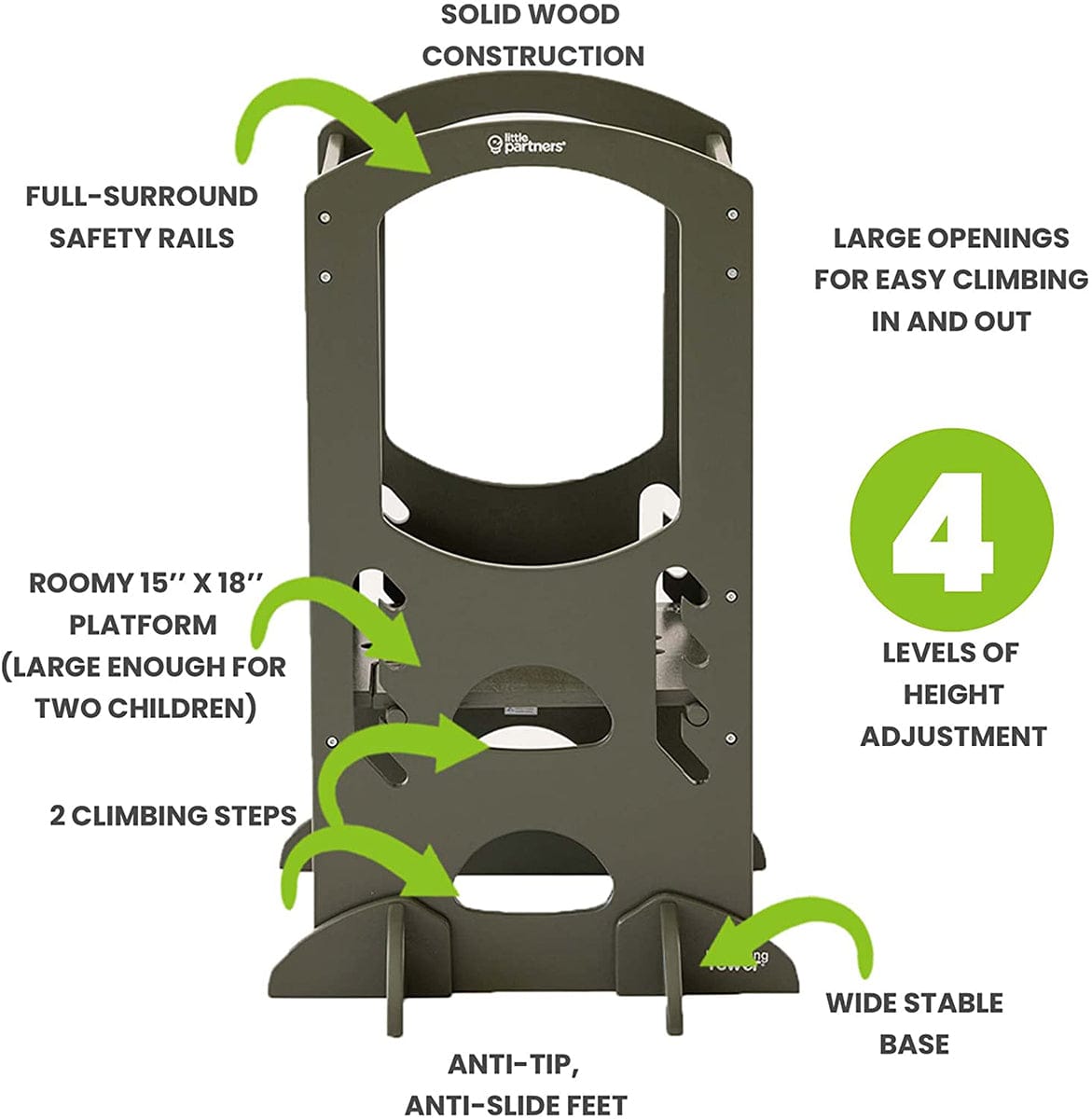 Little Partners Original Learning Tower - Olive Green - LP01418