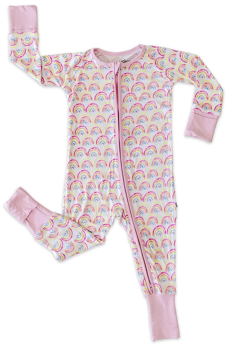 Little Sleepies Bamboo Convertible Romper / Sleeper - Pastel Rainbows, 18 - 24 months - LS-Z-RAIN-06