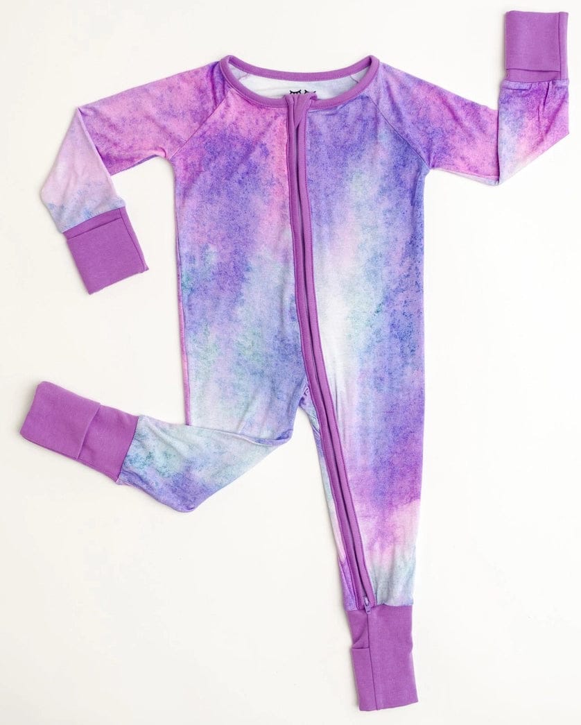Little Sleepies Bamboo Convertible Romper / Sleeper - Purple Watercolor, 18 - 24 months - LS-Z-PURWC-06