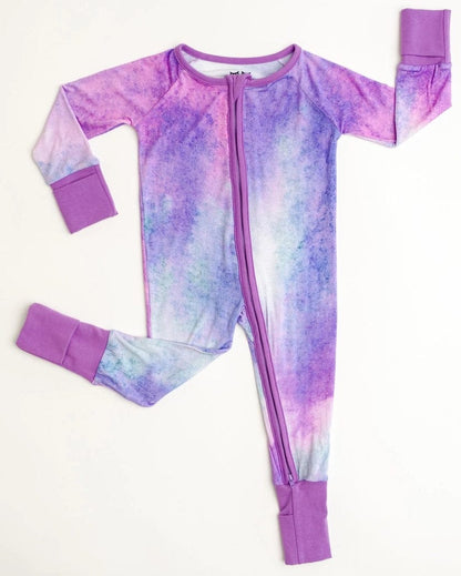 Little Sleepies Bamboo Convertible Romper / Sleeper - Purple Watercolor, 18 - 24 months - LS-Z-PURWC-06