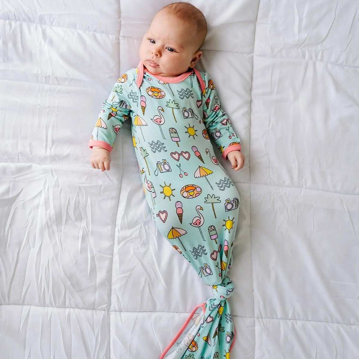 Little Sleepies Bamboo Viscose Infant Knotted Gown - Pool Party - LS-G-ASUMM