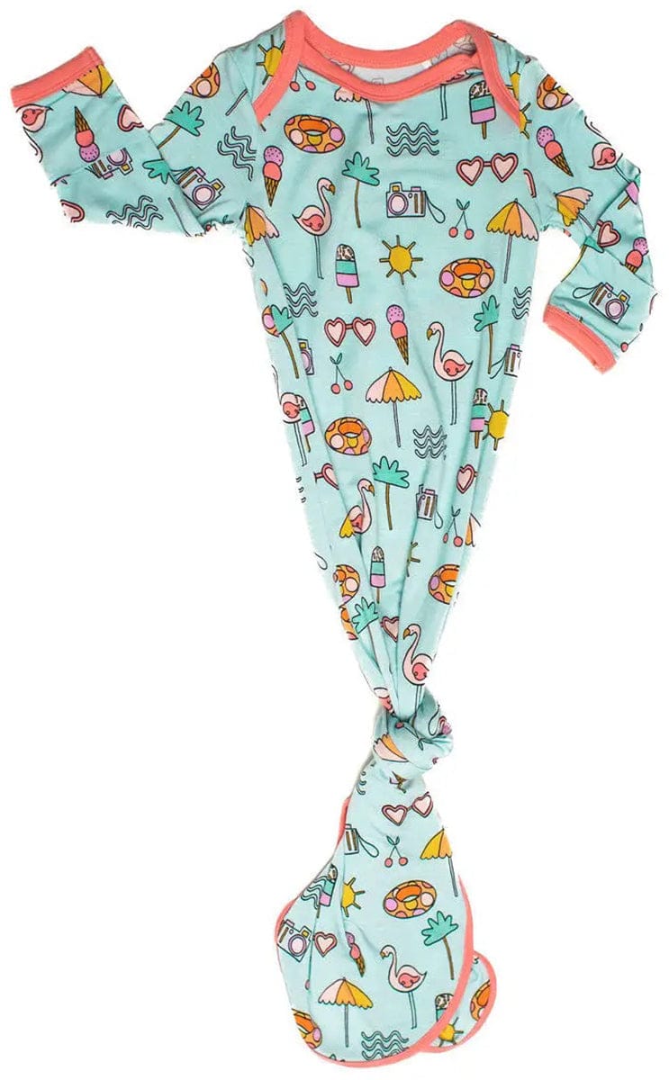 Little Sleepies Bamboo Viscose Infant Knotted Gown - Pool Party - LS-G-ASUMM