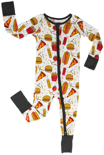 Little Sleepies Bamboo Viscose Zippy - Fast Foodie, 0 - 3 months - LS-Z-PIZZABURG-02