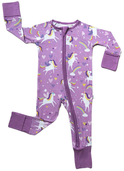 Little Sleepies Bamboo Viscose Zippy - Sienna's Unicorns, 0 - 3 months - LS-Z-SUNIC-02