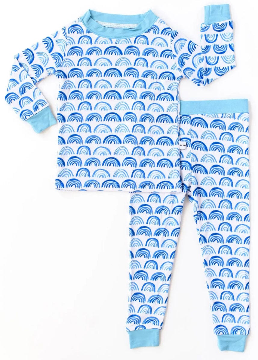 Little Sleepies Two-Piece Bamboo Viscose Pajama Set - Blue Rainbows, 12 - 18 months - LS-PJBLRAI09