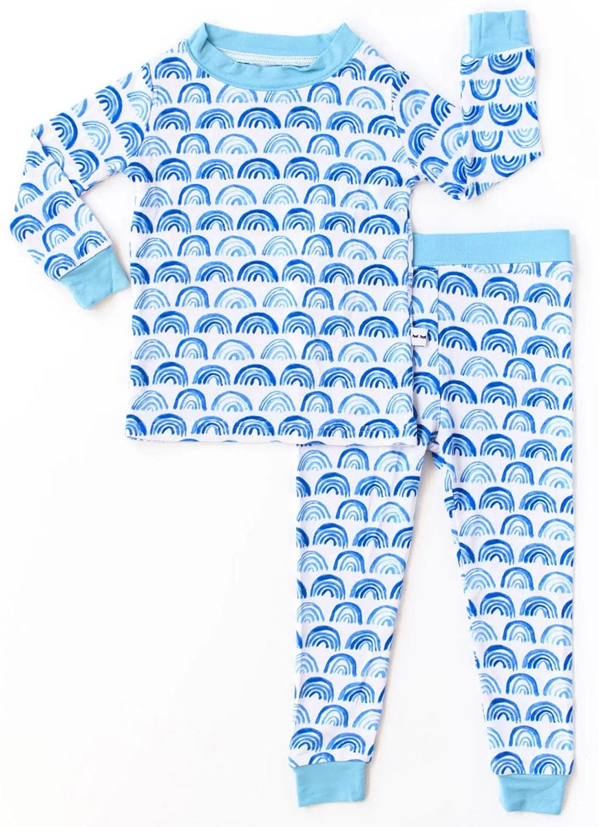 Little Sleepies Two-Piece Bamboo Viscose Pajama Set - Blue Rainbows, 18 - 24 months - LS-PJBLRAI10