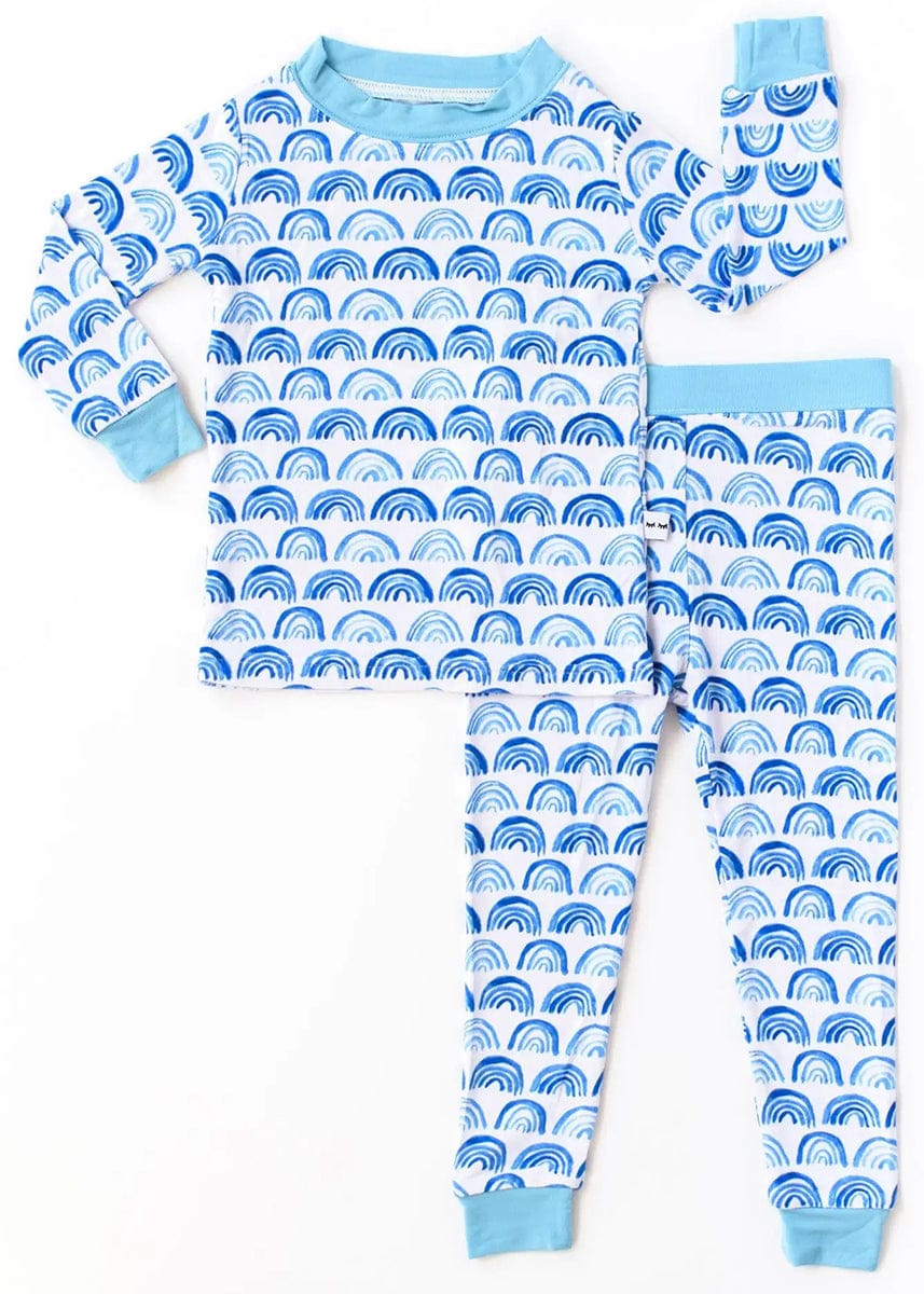 Little Sleepies Two-Piece Bamboo Viscose Pajama Set - Blue Rainbows, 2T - LS-PJBLRAI11