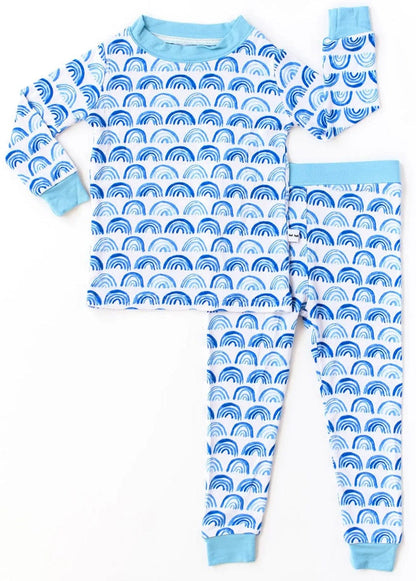 Little Sleepies Two-Piece Bamboo Viscose Pajama Set - Blue Rainbows, 3T - LS-PJBLRAI12