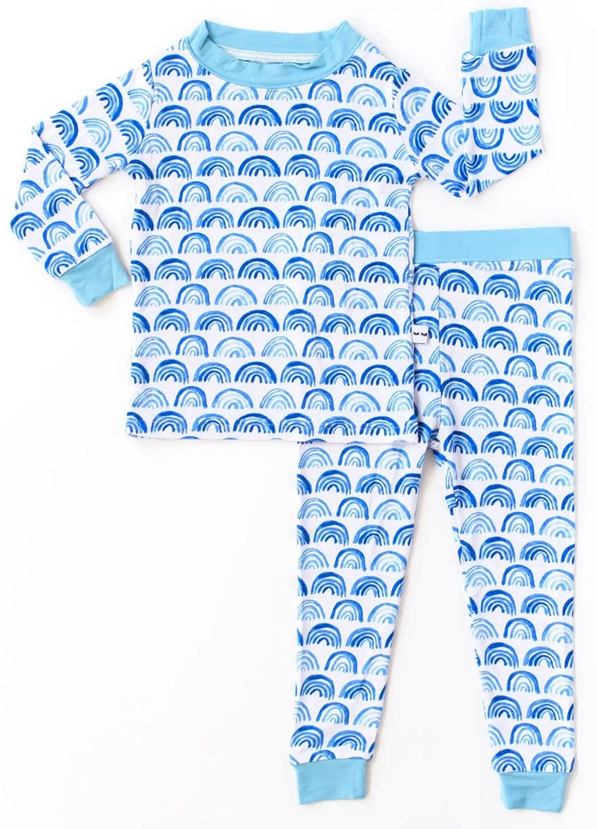 Little Sleepies Two-Piece Bamboo Viscose Pajama Set - Blue Rainbows, 7/8 - LS-PJBLRAI15