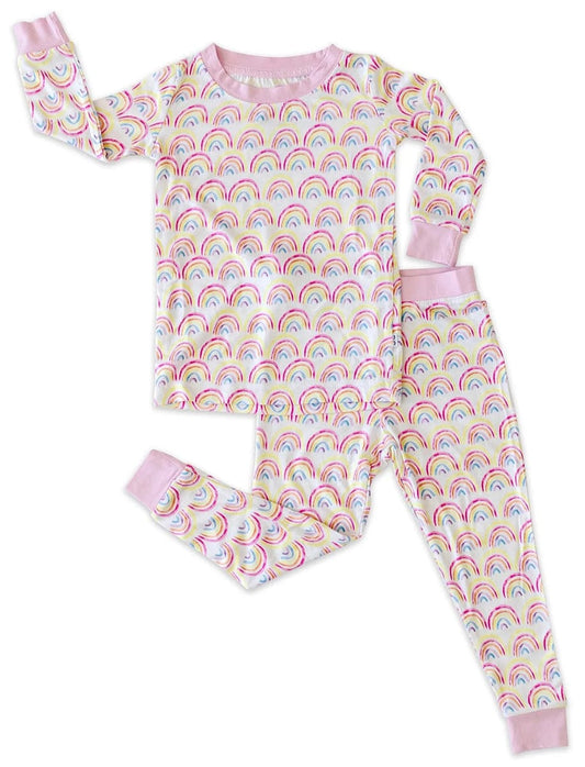 Little Sleepies Two-Piece Bamboo Viscose Pajama Set - Pastel Rainbows, 12 - 18 months - ls-pj-rain-09