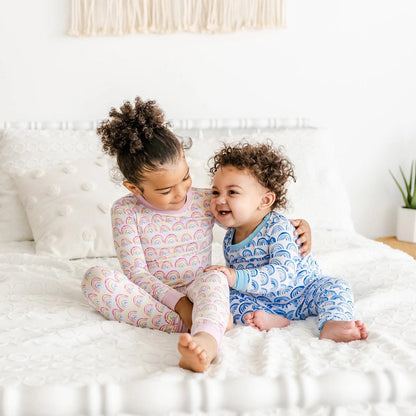 Little Sleepies Two-Piece Bamboo Viscose Pajama Set - Pastel Rainbows, 2T - LS-PJ-RAIN-11