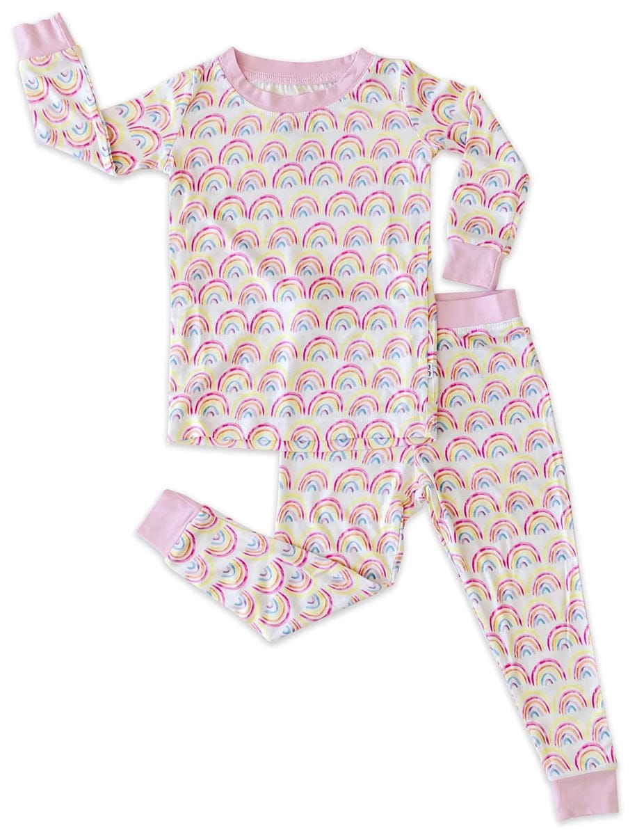 Little Sleepies Two-Piece Bamboo Viscose Pajama Set - Pastel Rainbows, 2T - LS-PJ-RAIN-11