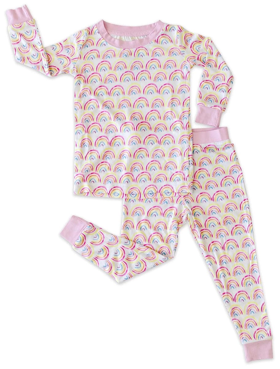 Little Sleepies Two-Piece Bamboo Viscose Pajama Set - Pastel Rainbows, 3T - LS-PJ-RAIN-12