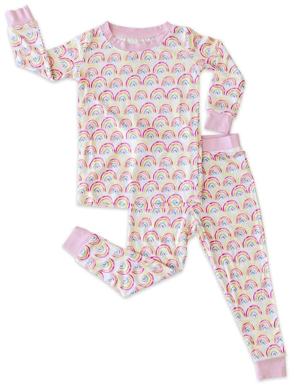 Little Sleepies Two-Piece Bamboo Viscose Pajama Set - Pastel Rainbows, 4T - LS-PJ-RAIN-13