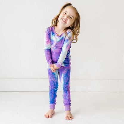Little Sleepies Two-Piece Bamboo Viscose Pajama Set - Purple Watercolor, 12 - 18 months - LS-PJ-PURWC-09