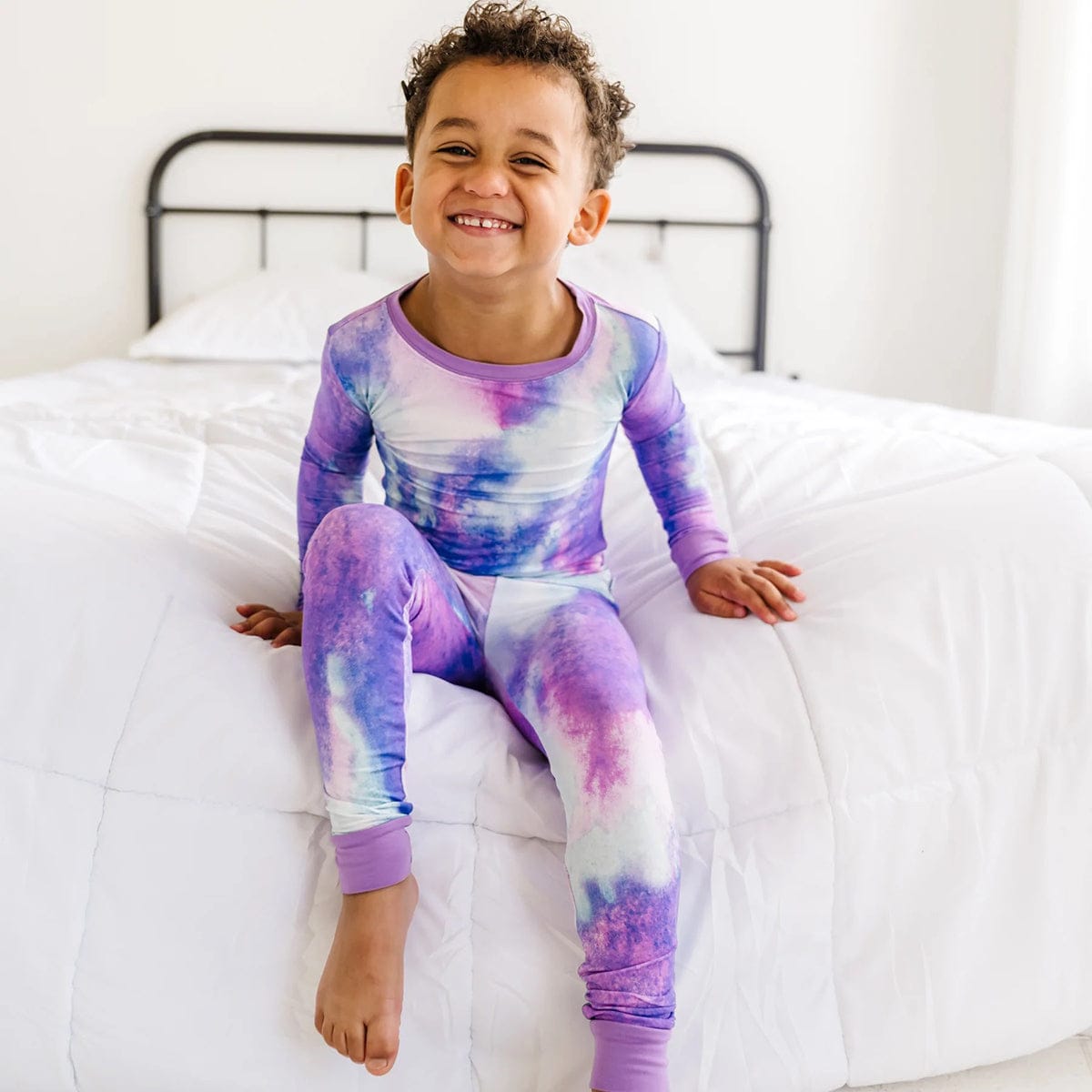 Little Sleepies Two-Piece Bamboo Viscose Pajama Set - Purple Watercolor, 12 - 18 months - LS-PJ-PURWC-09